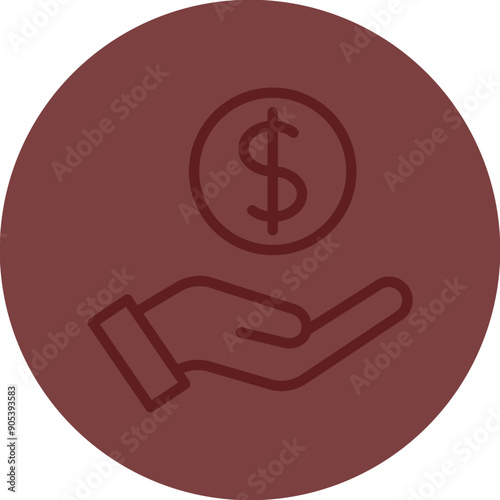 Income Vector Line Maroon Circle Maroon