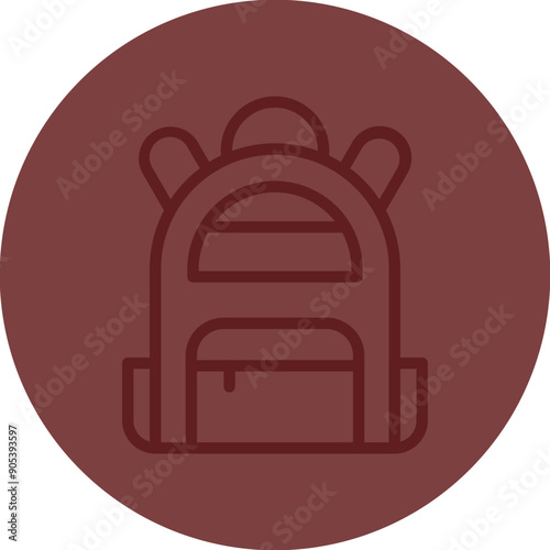 Bagpack Vector Line Maroon Circle Maroon