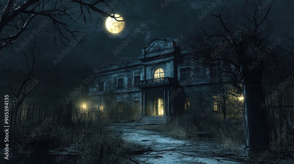 Mysterious Mansion in the Moonlight Mysterious Mansion in the Moonlight