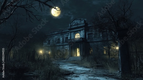 Mysterious Mansion in the Moonlight