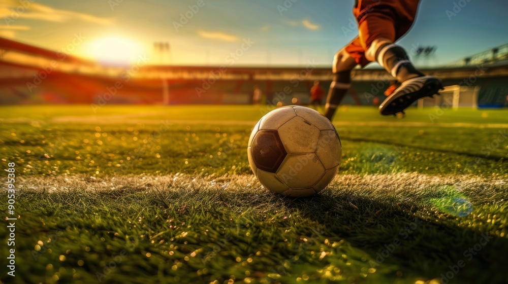 Naklejka premium Player in position to take a free kick generative ai