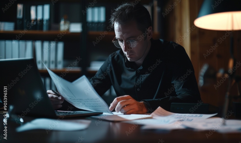 Accountant working on financial statements Accountant working on financial statements