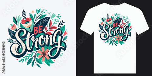 Be Strong typography Inspirational and motivation quote with Brush stroke and splash paint retro vintage vector illustration, slogan for t shirt design, also suitable for pillow, mug, sticker Print