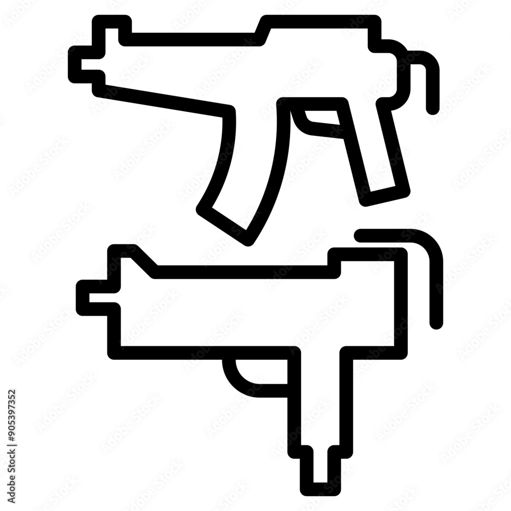 Machine gun icon in thin line style vector illustration graphic design Machine gun icon in thin line style vector illustration graphic design