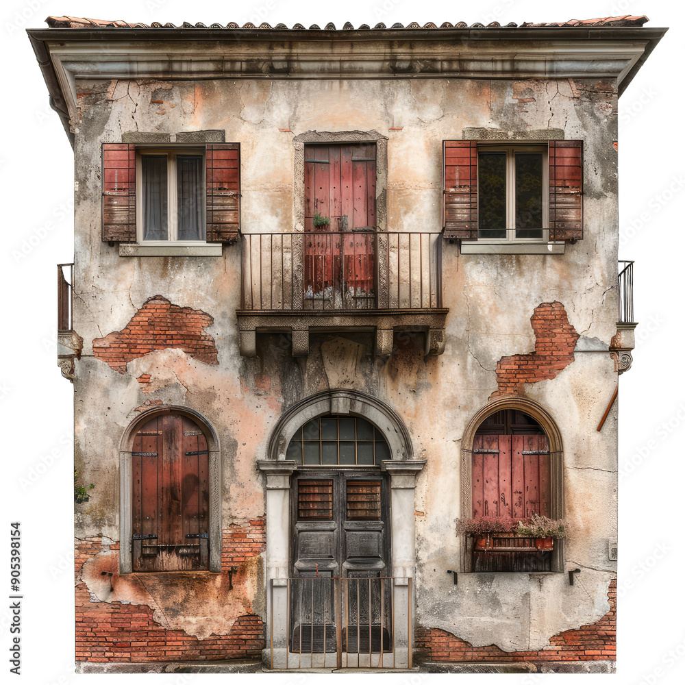 front wall of an italian house No background front wall of an italian house No background