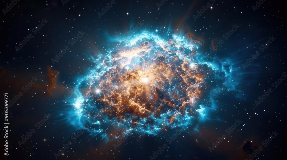 Fototapeta premium Bright nebula in space, starry cosmos, supernova background