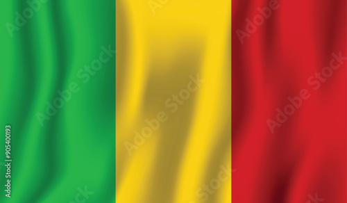 Realistic Mali  national flag perfect color, scale, and proportion. 
