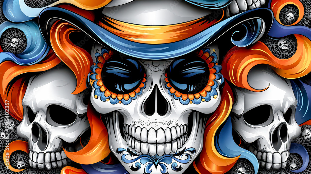 Striking Female Portrait of Dia de los Muertos La Catrina with Elegant Red Roses and Intricate Face Paint Celebrating Mexican Tradition and Culture Brainstorming Digital Art Striking Female Portrait of Dia de los Muertos La Catrina with Elegant Red Roses and Intricate Face Paint Celebrating Mexican Tradition and Culture Brainstorming Digital Art