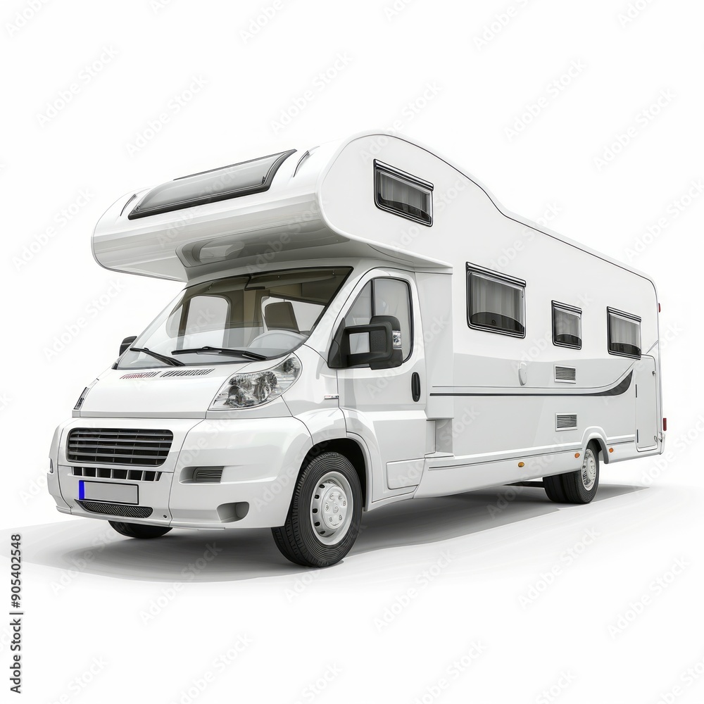 Medium shot of Travel motorhome family car camping truck, isolated on a white background Medium shot of Travel motorhome family car camping truck, isolated on a white background