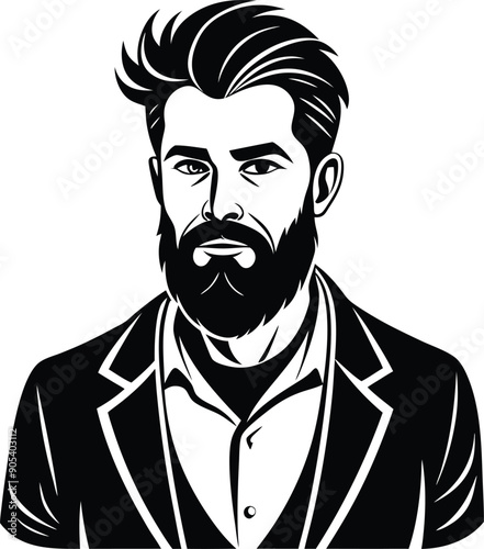 silhouette of hipster man head white background