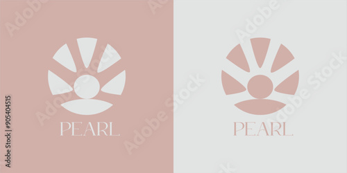 simple and elegant pearl logo with light mauve and gray colors
