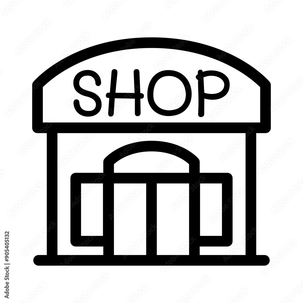 Shop building icon in thin line style vector illustration graphic design Shop building icon in thin line style vector illustration graphic design