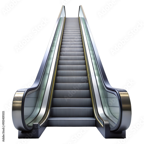 The escalator is going up, isolated on a transparent background.