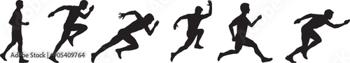 Silhouette of a running athlete in vector art.