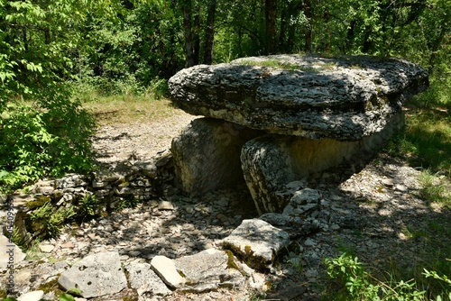 Le dolmen du Bois de Galtier près du village de Martiel dans l’Aveyron photo