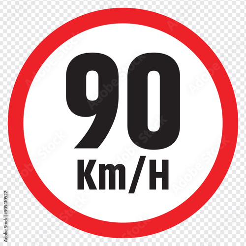 Speed limit sign 90 km h icon . vector illustration. eps 10 photo