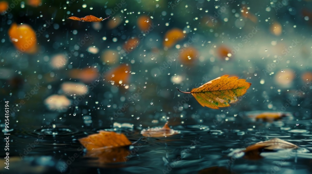 Falling Autumn Leaves in Rain Falling Autumn Leaves in Rain