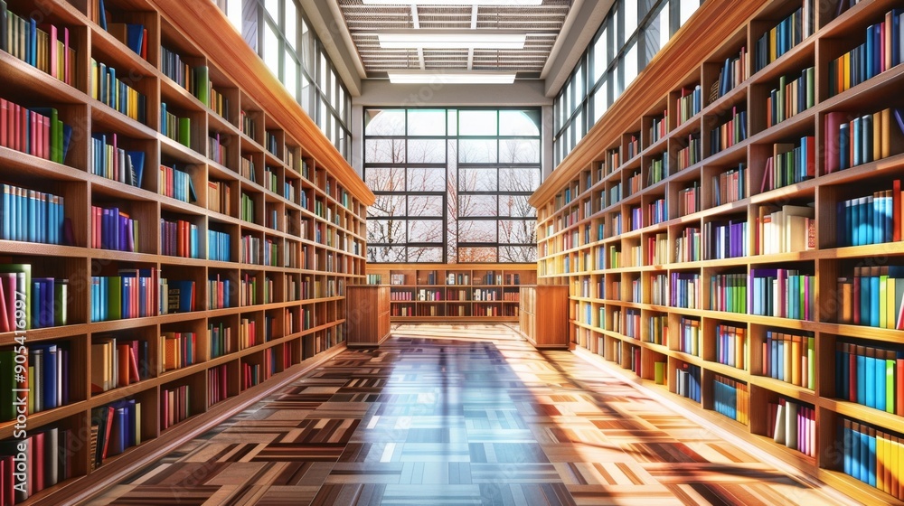 Library Bookshelves with Window Light. Library Bookshelves with Window Light.