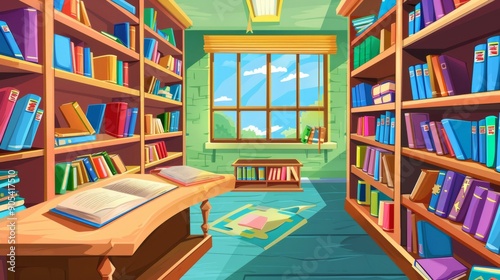 Cartoon Library Interior.