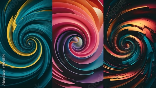 Set of three theoretical twirl craftsmanship boards with dynamic tones and 3D impact