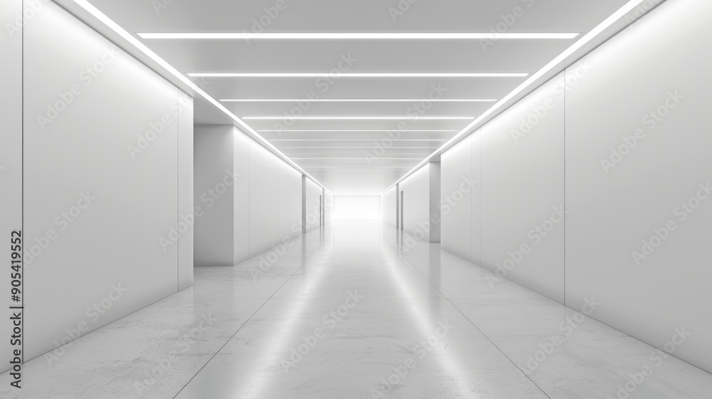 white empty room with a long corridor white empty room with a long corridor