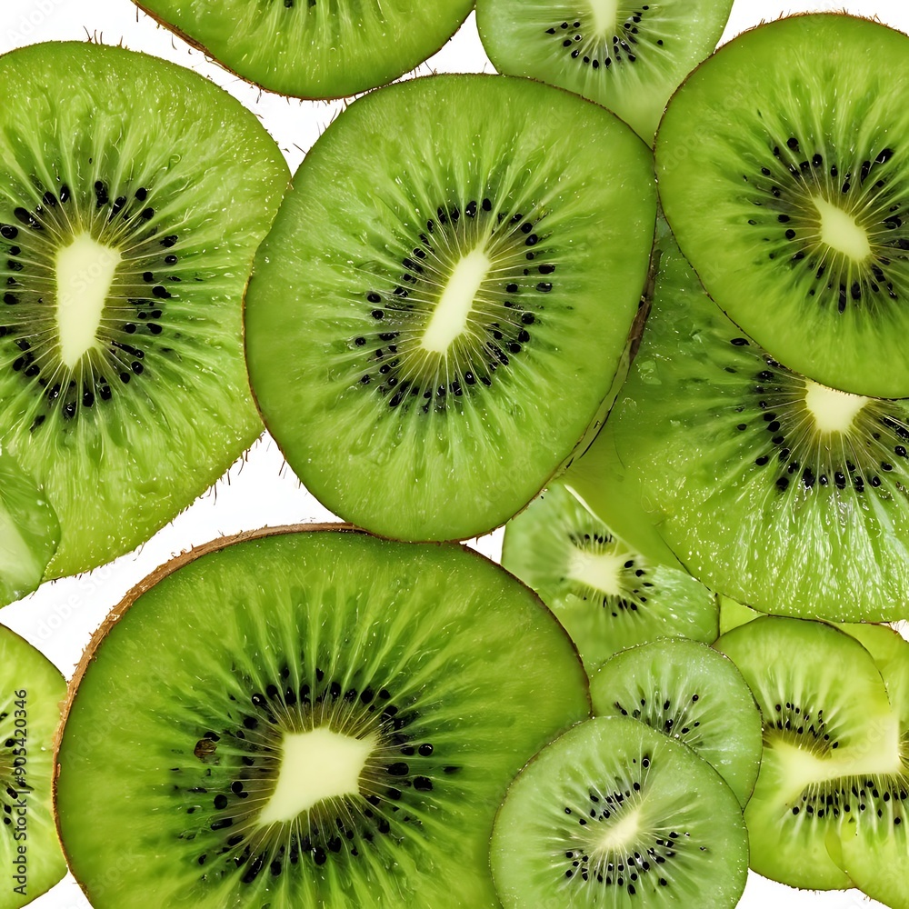 Fototapeta premium Freshly Sliced Kiwi Fruit on a White Background