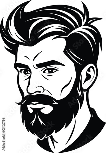 silhouette of hipster man head white background