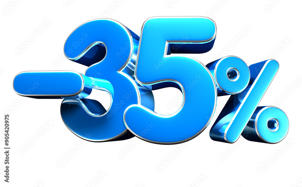 Minus 35 percent blue 3d illustration. Advertising signs. Product design. Product sales Minus 35 percent blue 3d illustration. Advertising signs. Product design. Product sales