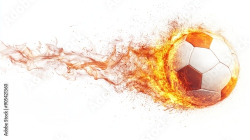 Wallpaper Mural A volleyball ball with dynamic flames trailing behind, illustrating the force of a powerful 3D kick. The fiery effect enhances the dramatic impact against the white backdrop. Torontodigital.ca
