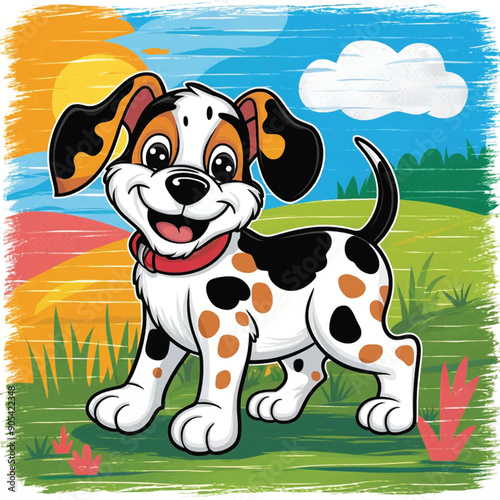 a drawing of a happy dog illustration 