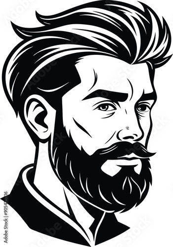 silhouette of hipster man head white background