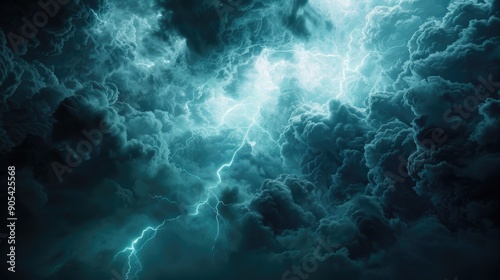 Abstract background with colorful lightning in the night sky