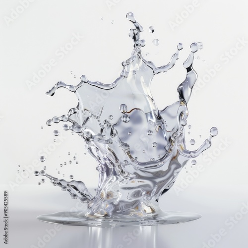 Medium shot of Mercury liquid splash, isolated on a white background, 