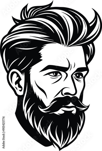 silhouette of hipster man head white background