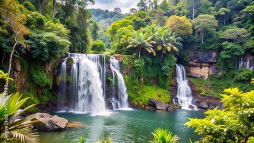 Scenic Waterfall Tropical Forest Beauty