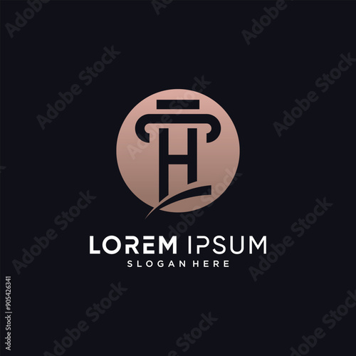 Law firm logo design for business icon with letter h and circle concept