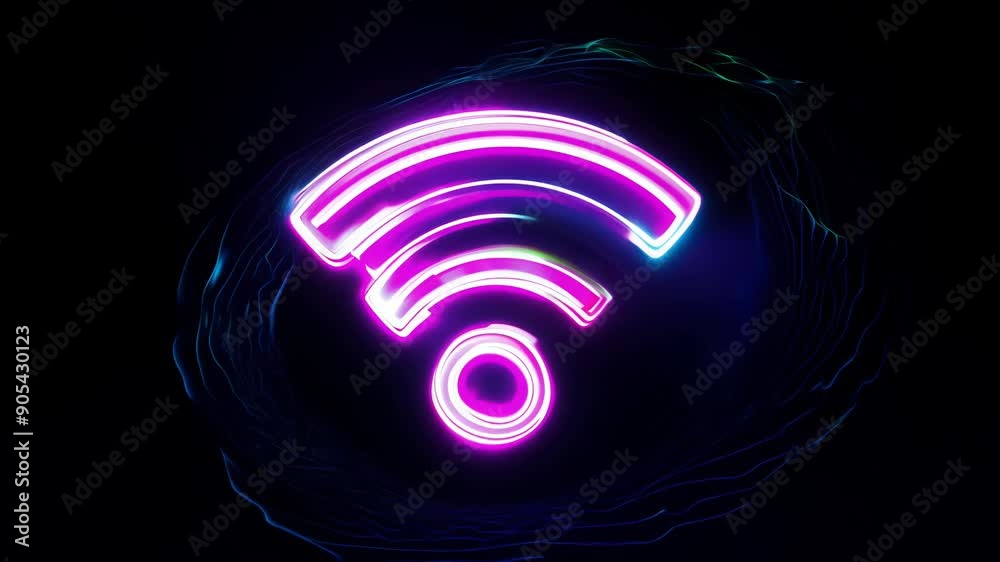 Psychedelic WiFi Icon Against Dark Backdrop Psychedelic WiFi Icon Against Dark Backdrop