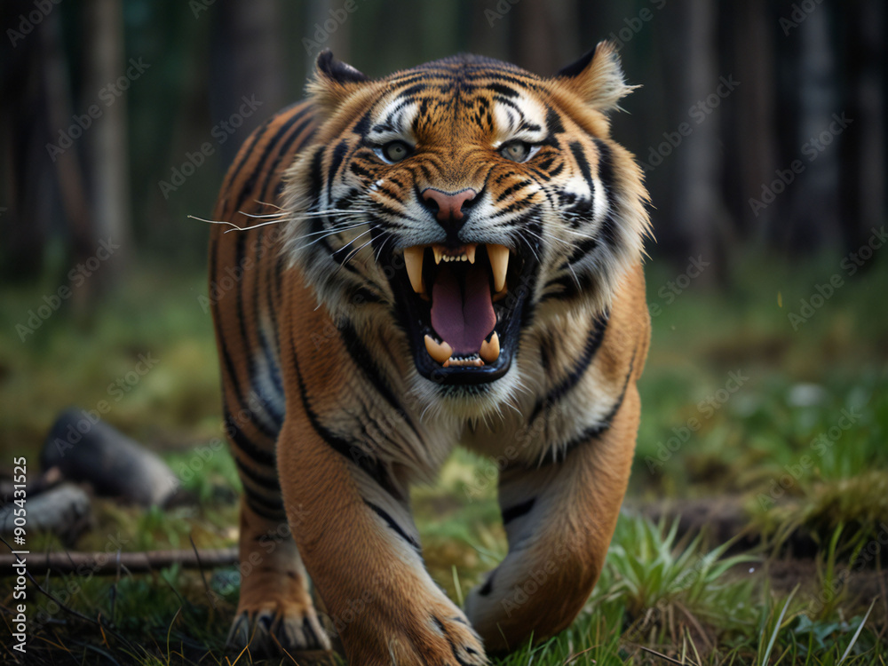 Fototapeta premium A threatening tiger