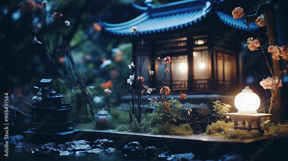 Fototapeta premium Abstract home beautiful beside garden Asian