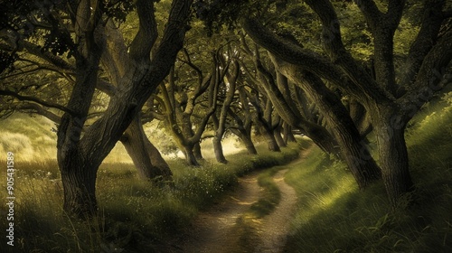 Path Through a Green Tunnel of Trees