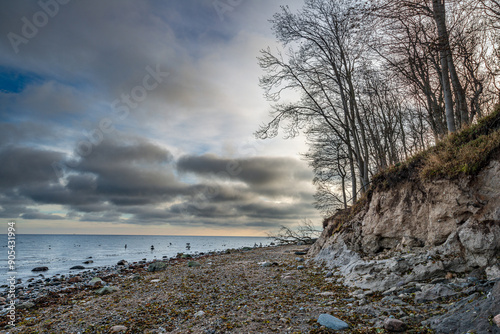 Fototapeta Naklejka Na Ścianę i Meble -  Die malerische Steilküste bei Katharinenhof auf der Ostseeinsel Fehmarn nach dem Sturm, im Herbst 2023