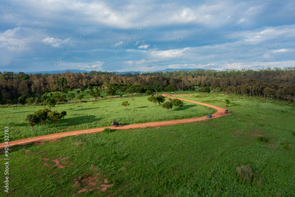 Aerial view of green meadow name Aerial view of green meadow name