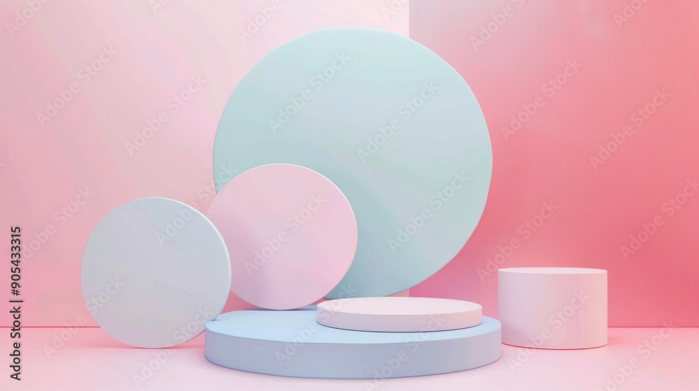 3d geometric shapes. Blank podium display in pastel color. Minimalist pedestal or showcase scene for present product and mock up. Abstract background for cosmetic advertising 3d geometric shapes. Blank podium display in pastel color. Minimalist pedestal or showcase scene for present product and mock up. Abstract background for cosmetic advertising
