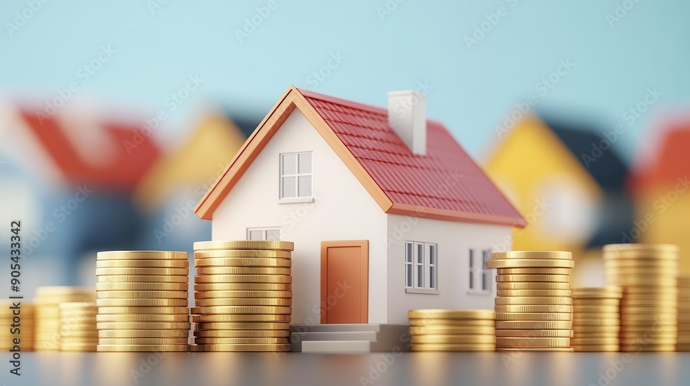 Real estate growth, investment strategies, 3D illustration, selective focus on foreground for text, ultra HD Real estate growth, investment strategies, 3D illustration, selective focus on foreground for text, ultra HD