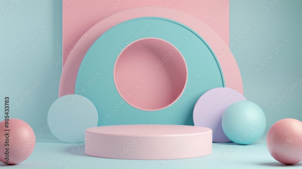 3d geometric shapes. Blank podium display in pastel color. Minimalist pedestal or showcase scene for present product and mock up. Abstract background for cosmetic advertising 3d geometric shapes. Blank podium display in pastel color. Minimalist pedestal or showcase scene for present product and mock up. Abstract background for cosmetic advertising