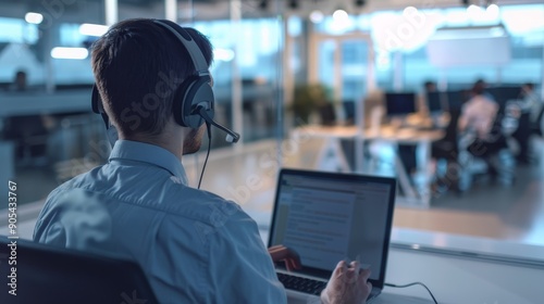 Wallpaper Mural View from behind a portrait of a male operational call center Torontodigital.ca