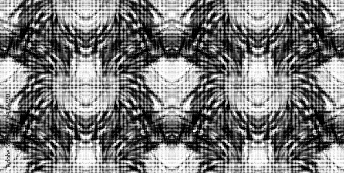 Seamless polka dots pattern with with spinning wheels. Monochrome on transparent background. Vector.