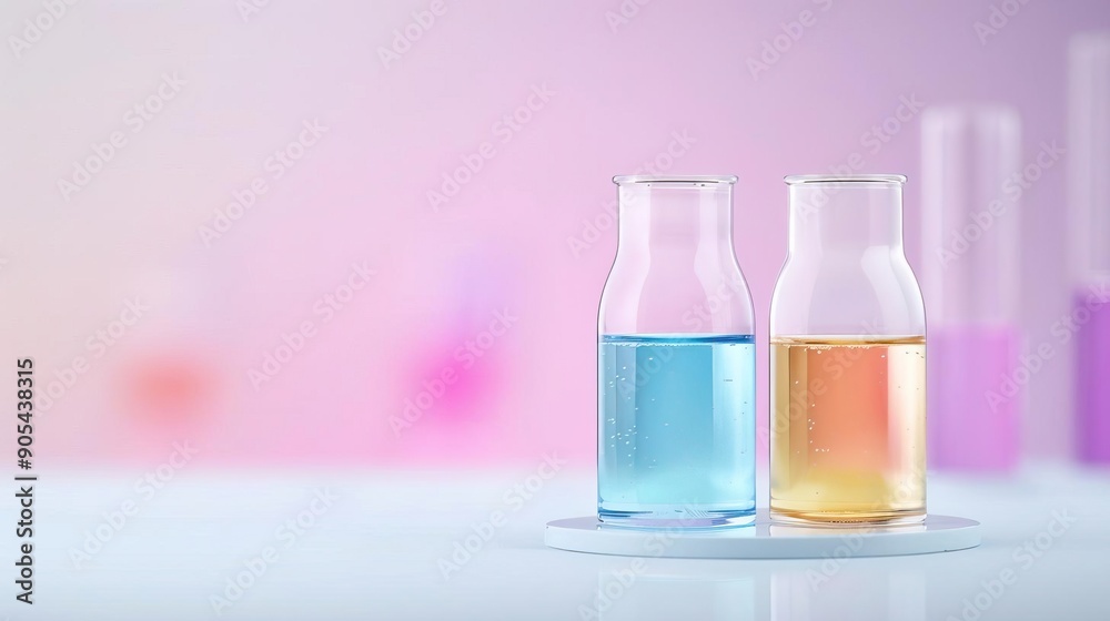 A colorful science fair booth with interactive displays and models, with a prominent blank area for adding promotional content or event details A colorful science fair booth with interactive displays and models, with a prominent blank area for adding promotional content or event details