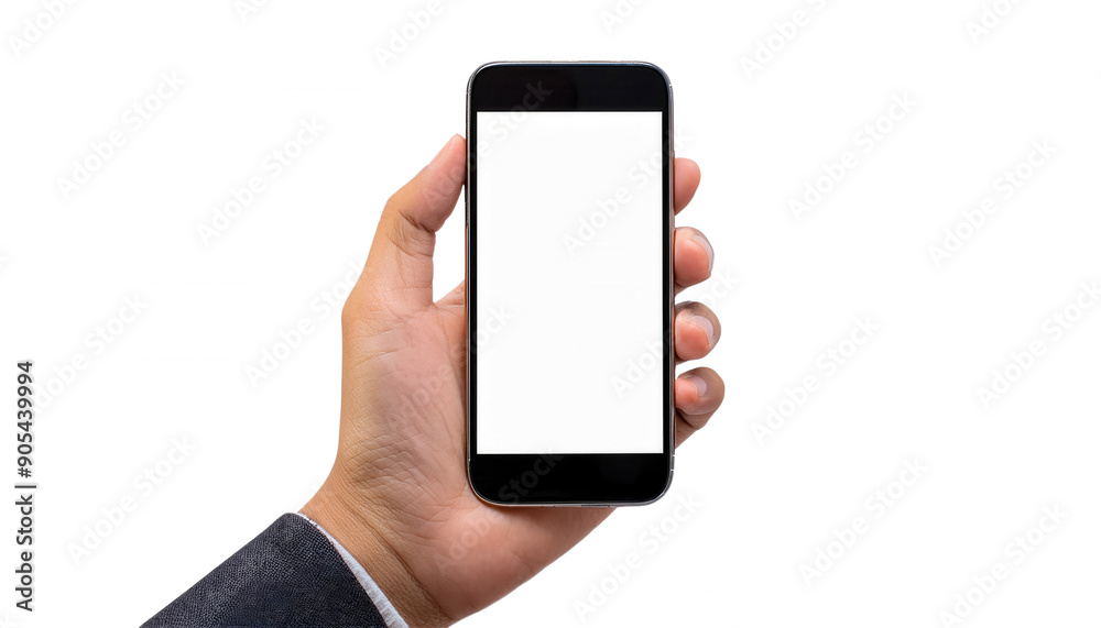 Hand Holding Smartphone with Blank Screen cut out transparent isolated on white background PNG Hand Holding Smartphone with Blank Screen cut out transparent isolated on white background PNG
