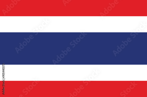 Thai flag. Thailand flag flat design. Vector illustration. 